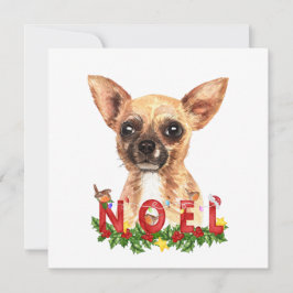 Tarjeta plana Chihuahua Noel Navidades de color de