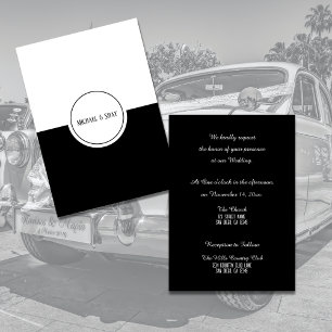 Tarjeta plana clásica de invitación a la boda blan