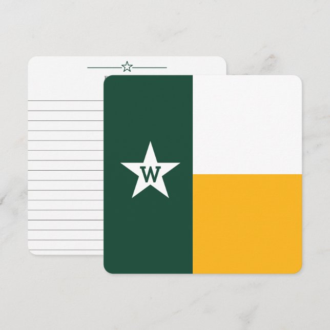 Tarjeta plana con bandera de Texas verde y dorada  (Anverso / Reverso)