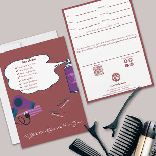 Tarjeta plana con certificado de regalo de regalo