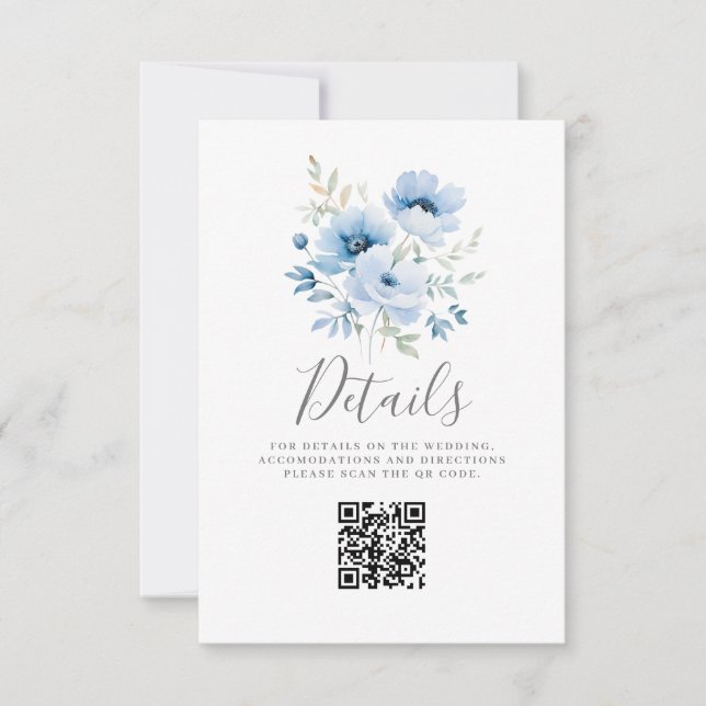 Tarjeta plana con detalles del Boda floral azul (Anverso)
