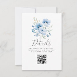 Tarjeta plana con detalles del Boda floral azul