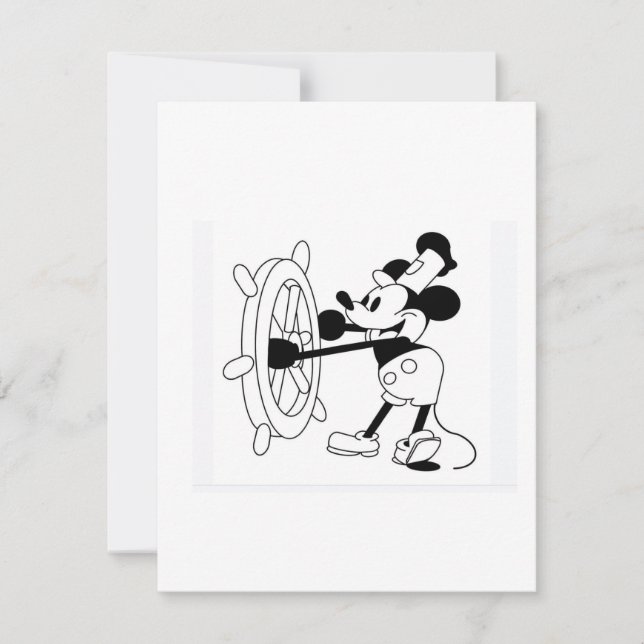 Tarjeta plana con diseño de Steamboat Willie icóni (Anverso)