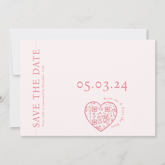 Tarjeta plana con forma de corazón código QR (Anverso)