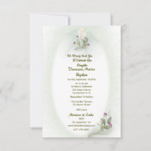 Tarjeta plana con invitación al bautismo floral ve