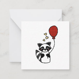 Tarjeta plana con nota de Mapache y Globo