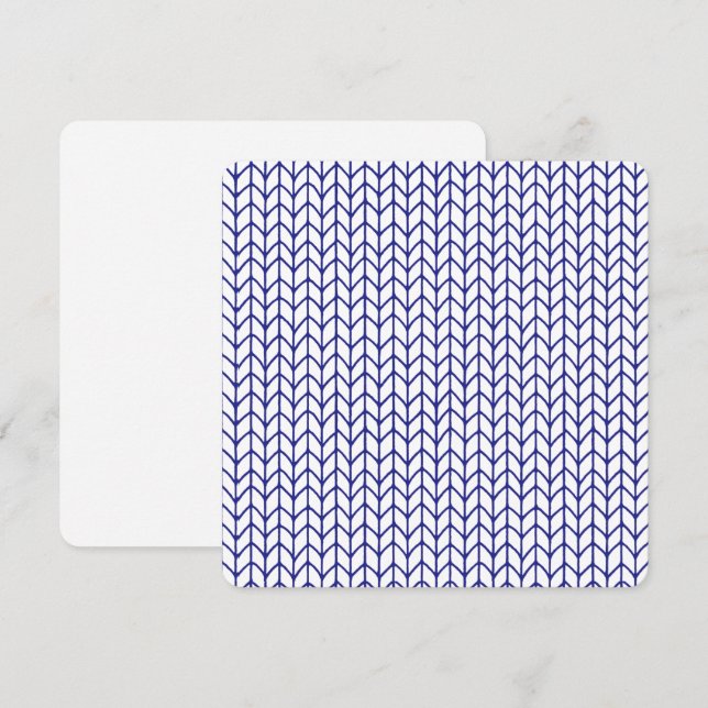 TARJETA PLANA CUADRADA DE 5,25" TEJIDO LÍNEA AZUL (Anverso / Reverso)