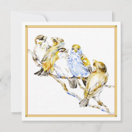 Tarjeta plana cuadrada de cinco aves, papel mate g