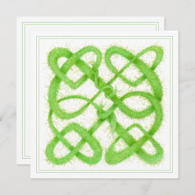 TARJETA PLANA CUADRADA GREEN CELTIC KNOT 5.25" (Anverso / Reverso)
