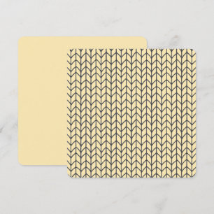 Tarjeta plana cuadrada KNIT de 5.25" de CREAM NEGR