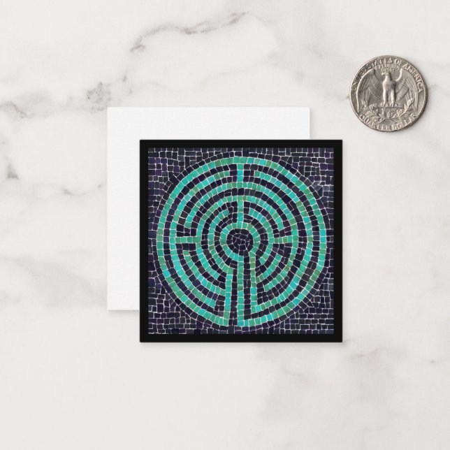 Tarjeta plana cuadrada LABYRINTH III de 2,5" / neg (Anverso/Reverso In Situ)