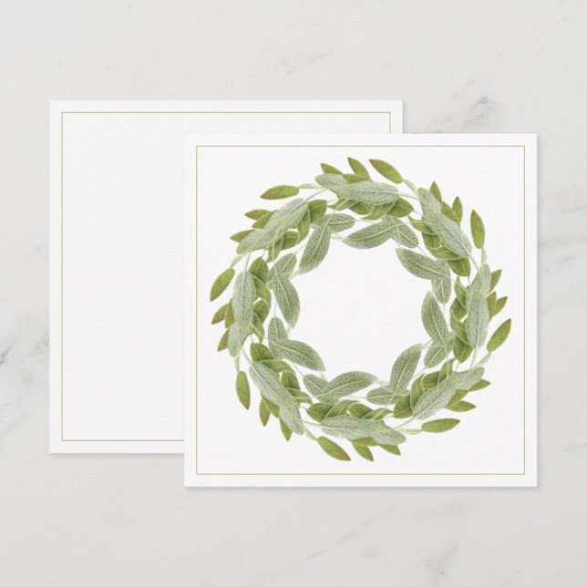 Tarjeta plana cuadrada SAGE WREATH de 5,25" (Anverso / Reverso)