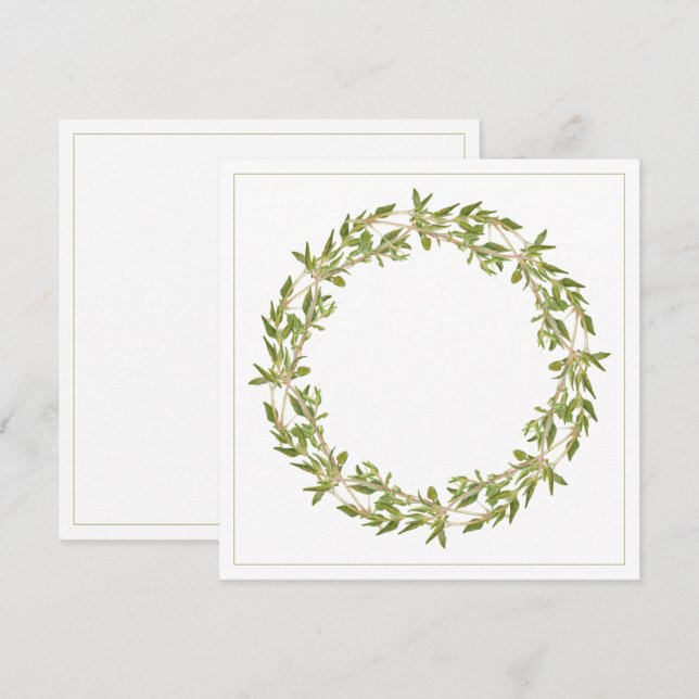 Tarjeta plana cuadrada THYME WREATH de 5.25" (Anverso / Reverso)