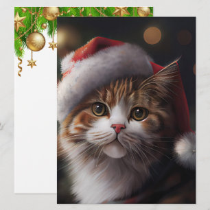 Tarjeta plana Cute Merry Christmas Cat
