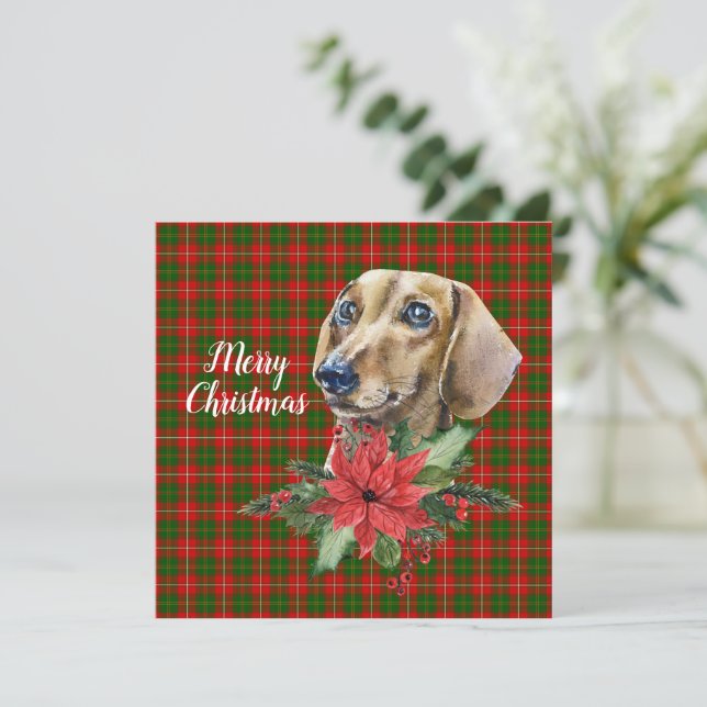 Tarjeta plana Dachshund Dog Navidades (Anverso de pie)