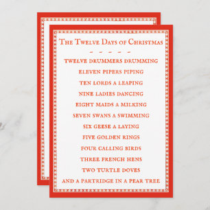 Tarjeta plana de 12 DÍAS LETRA 5x7 - Rojo