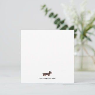 Tarjeta plana de acuarela de Dachshund de pelo lar