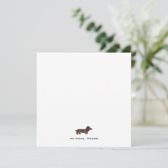 Tarjeta plana de acuarela de Dachshund de pelo lar (Anverso de pie)