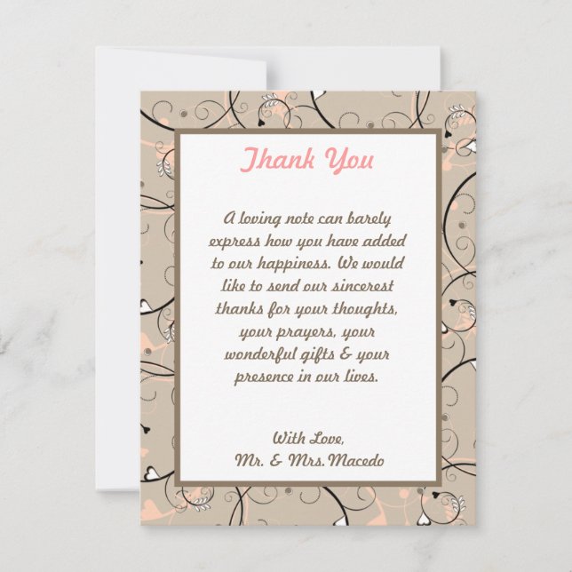 Tarjeta plana de agradecimiento 4x5 coral claro/ro (Anverso)