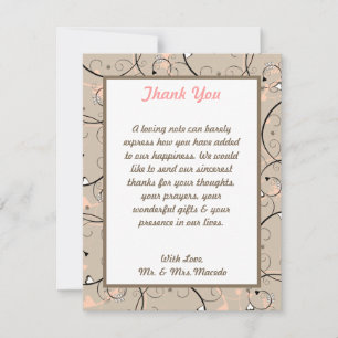 Tarjeta plana de agradecimiento 4x5 coral claro/ro