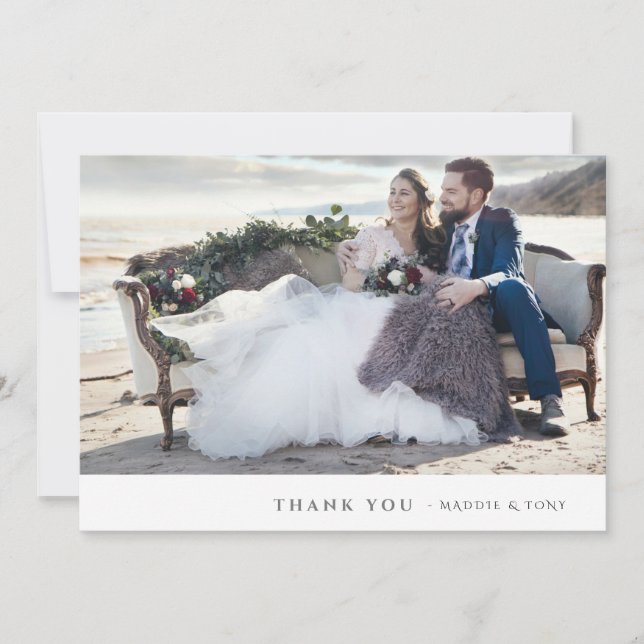 Tarjeta plana de agradecimiento a un Boda fotográf (Anverso)