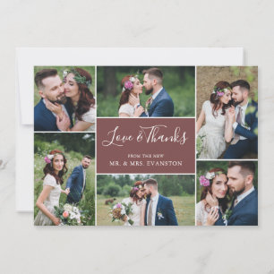 Tarjeta plana de agradecimiento al Boda del Collag