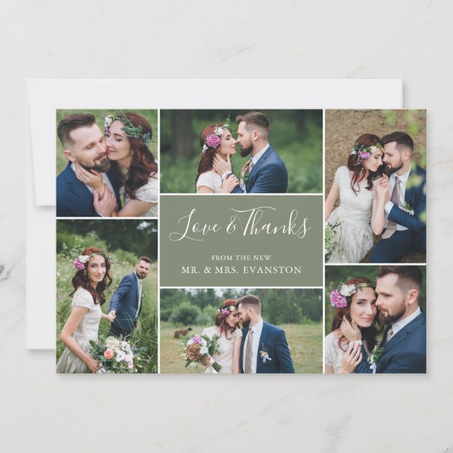 Tarjeta plana de agradecimiento al Boda del Collag (Anverso)