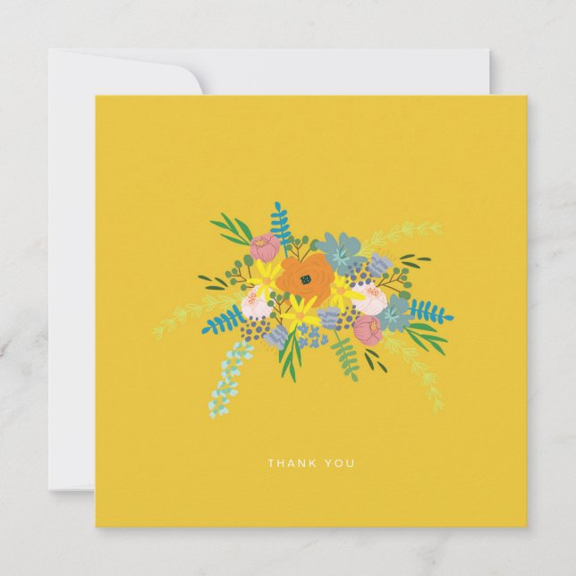 Tarjeta plana de agradecimiento - Botánico Amarill (Anverso)