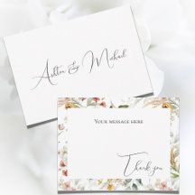 Tarjeta plana de agradecimiento con acuarela flora