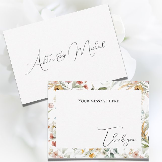 Tarjeta plana de agradecimiento con acuarela flora (Subido por el creador)