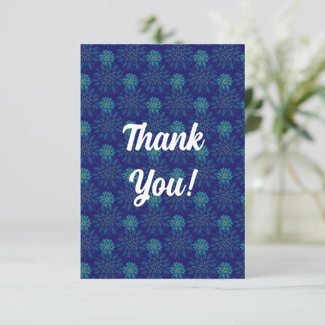 Tarjeta plana de agradecimiento con estampado flor (Anverso de pie)