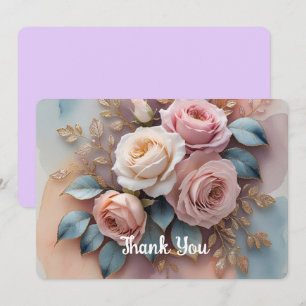 Tarjeta plana de agradecimiento con fondo de flore