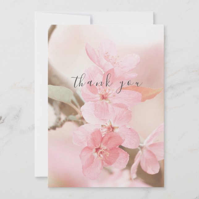 Tarjeta plana de agradecimiento con pétalos de flo (Anverso)