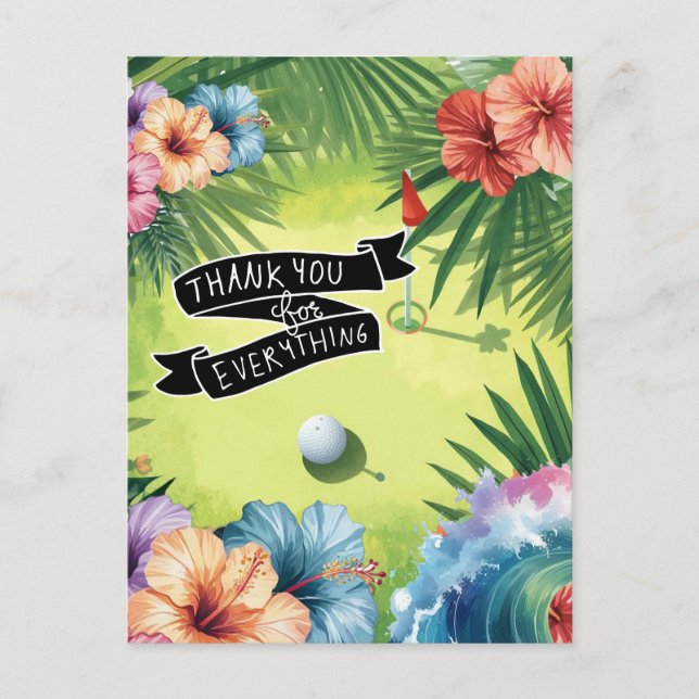 Tarjeta plana de agradecimiento con tema de Golf H (Anverso)