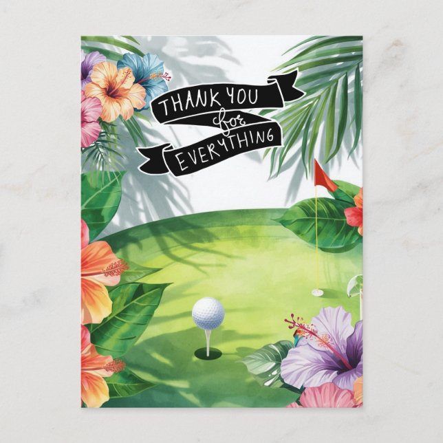 Tarjeta plana de agradecimiento con tema de Golf H (Anverso)