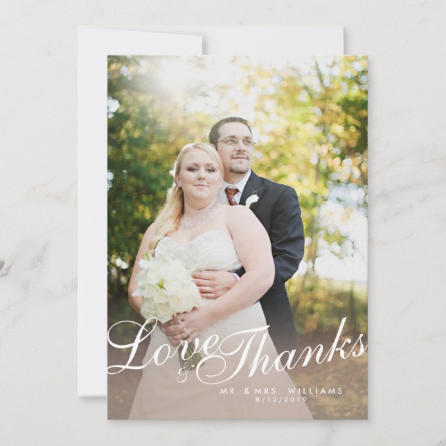 Tarjeta plana de agradecimiento de amor con letra  (Anverso)