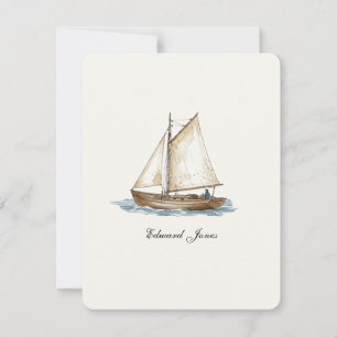 Tarjeta plana de agradecimiento de barco de vela e