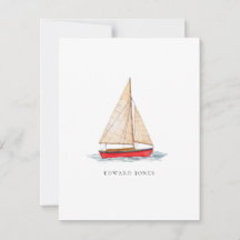Tarjeta plana de agradecimiento de barco de vela e