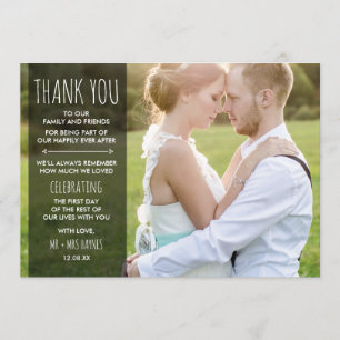 Tarjeta plana de agradecimiento de boda
