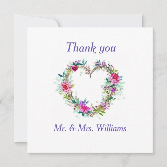 Tarjeta plana de agradecimiento de boda (Anverso)