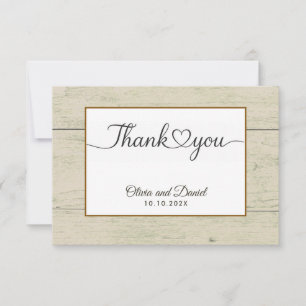 Tarjeta plana de agradecimiento de boda con corazó
