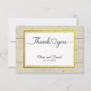 Tarjeta plana de agradecimiento de boda con corazó