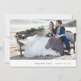 Tarjeta plana de agradecimiento de boda con foto m