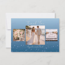 Tarjeta plana de agradecimiento de boda con foto p
