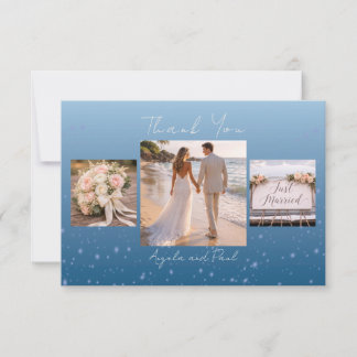 Tarjeta plana de agradecimiento de boda con foto p