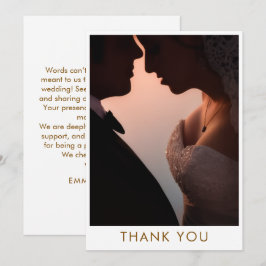 Tarjeta plana de agradecimiento de boda con FOTO R