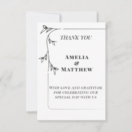 Tarjeta plana de agradecimiento de boda elegante