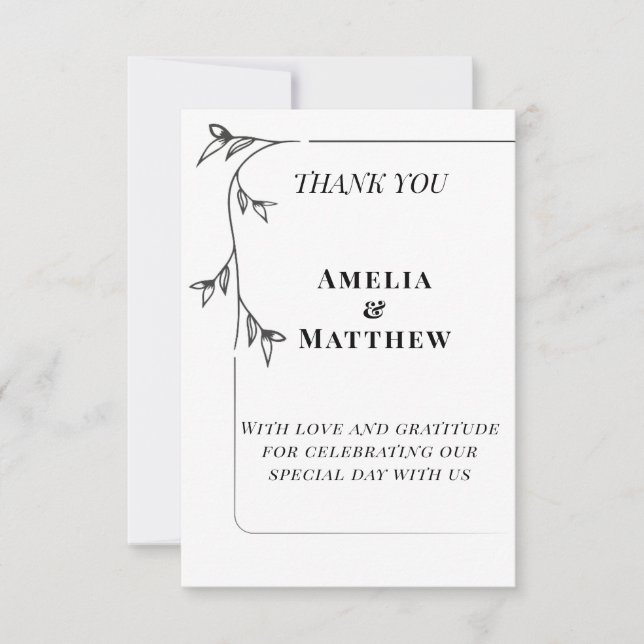 Tarjeta plana de agradecimiento de boda elegante (Anverso)