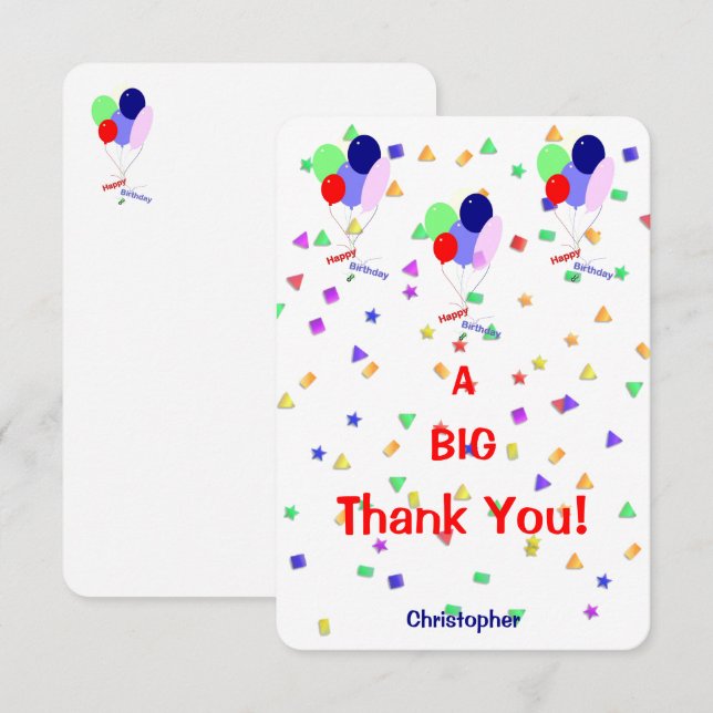 Tarjeta plana de agradecimiento de cumpleaños colo (Anverso / Reverso)