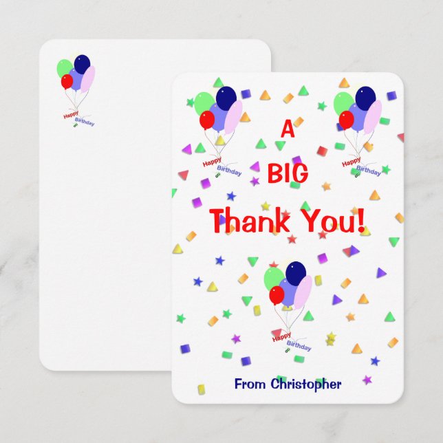Tarjeta plana de agradecimiento de cumpleaños colo (Anverso / Reverso)
